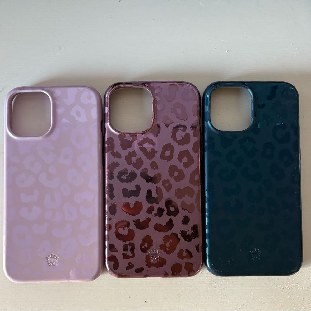 Stylish Leopard Print Phone Case Set - Pink, Purple, Green